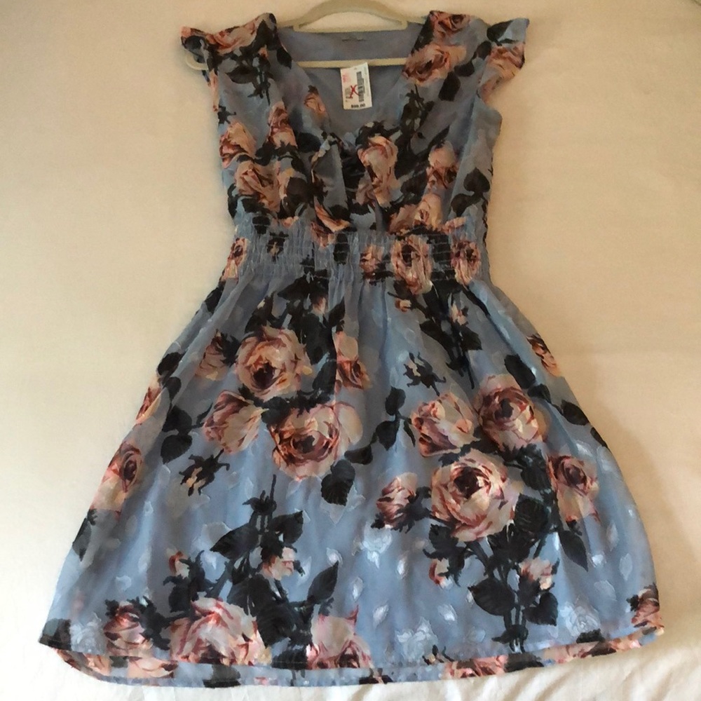 Nwt blue floral silk dress south moon under size s